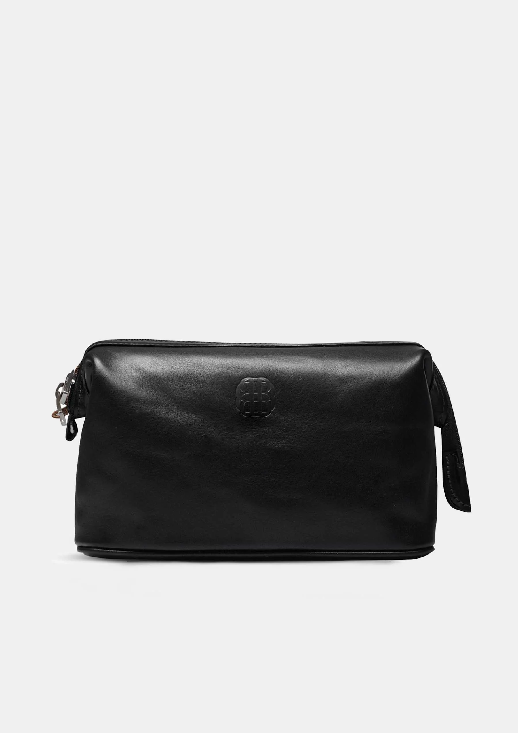 Benjamin Barber Black Leather Toilet Bag - Image 2