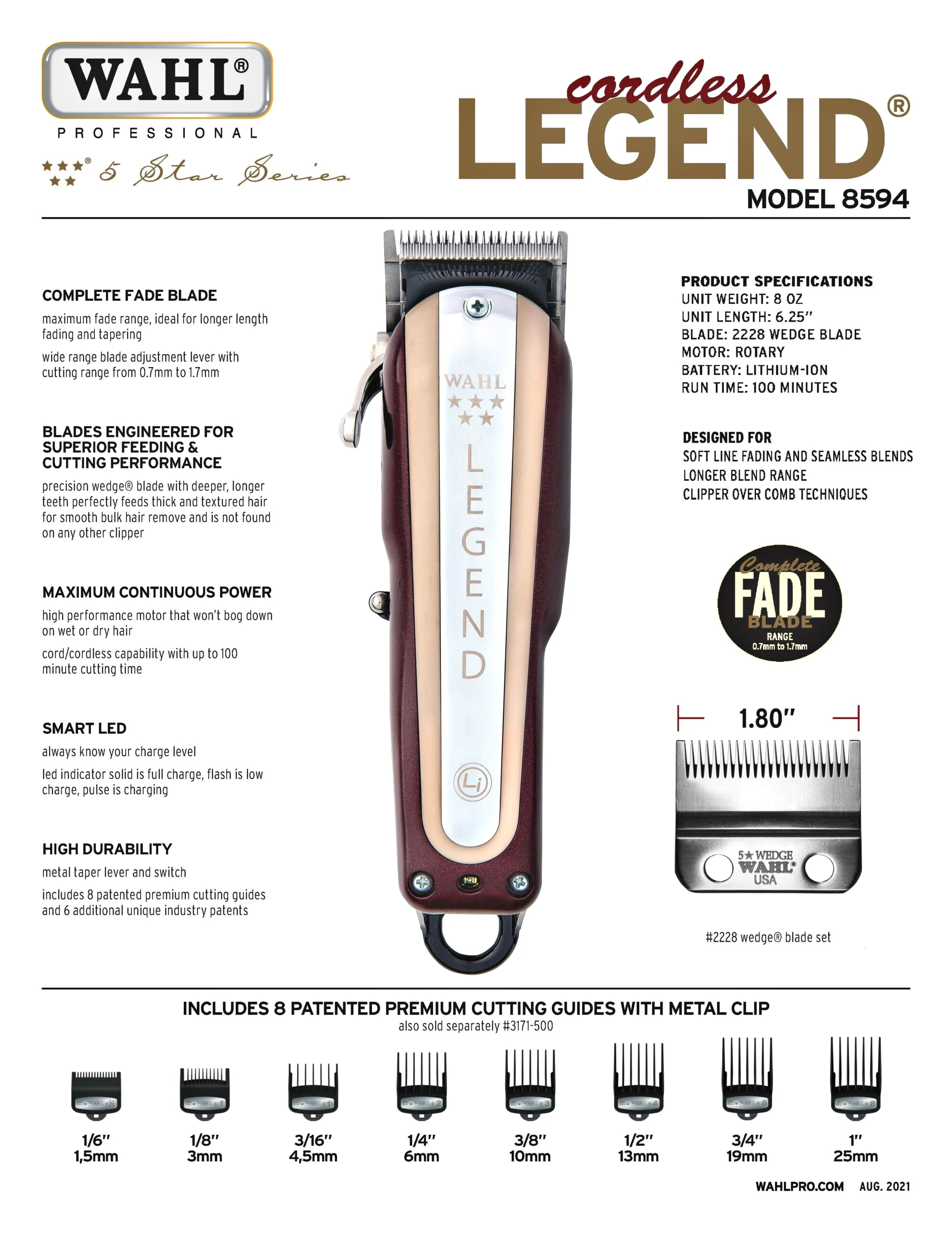 Wahl Legend Cordless Hårklipper & Skjeggtrimmer Trådløs - Image 7